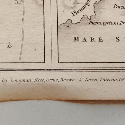 1826 Lithograph Map of Ancient Athens, Rome, Syracuse used, 27x21cm