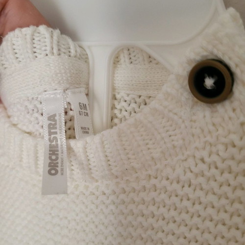 Orchestra baby set 6-9 months, knitted sweater and lined pants with suspenders