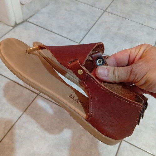 Klimatsakis leather sandals size 36, brown, Greek made