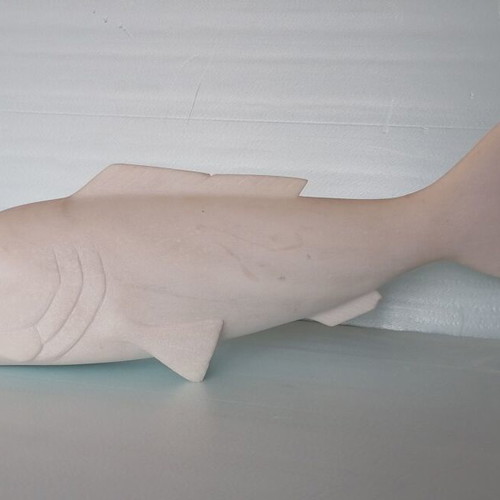Marble fish used, white Pentelic marble decorative sculpture