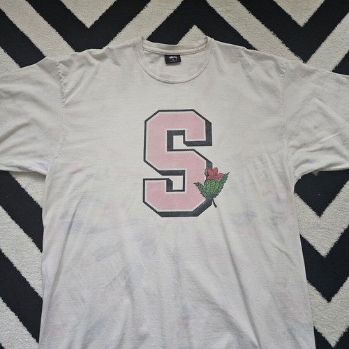 Stussy men's t-shirt XL white and pink like new