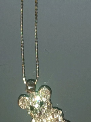 Necklace with teddy bear pendant like new, silver
