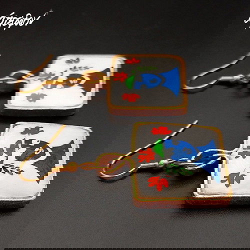 Σκουλαρίκια Ορφέας καινούργια, χειροποίητα, πολύχρωμα, χρυσαφί