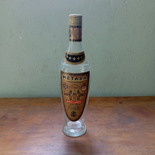 Metaxa promotional old empty cognac bottle used