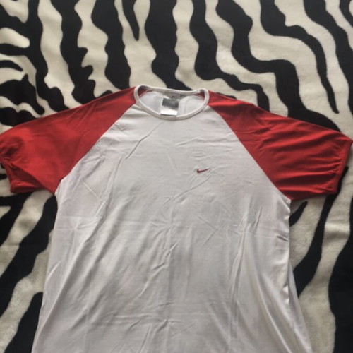 Nike men's short-sleeve shirt white and red like new