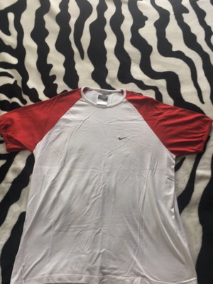 Nike men's short-sleeve shirt white and red like new