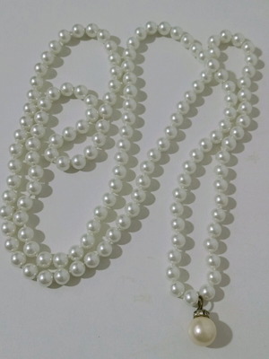 Κολιέ Di Perle Bianche Rope Lariat μεταχειρισμένο, μαργαριτάρια λευκά-ασημί