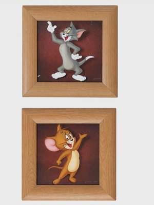 Tom & Jerry wooden frame set 23×23 cm like new