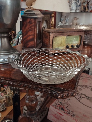 Vintage metal basket used with perforated design