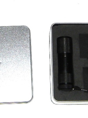 Metallic LED flashlight 100 lumens with wrist clip in stainless box new