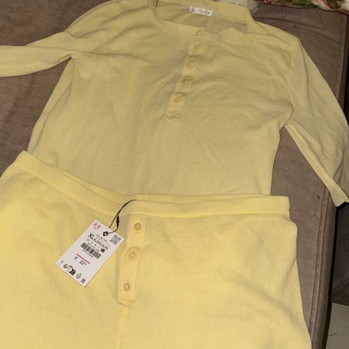 Zara yellow knit set XL