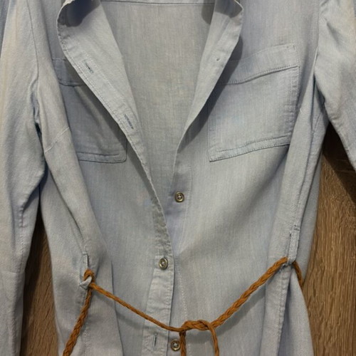 Blue Primark shirt dress like new with knitted brown belt S/M