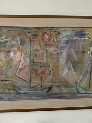 Decorative painting with ships sea theme like new