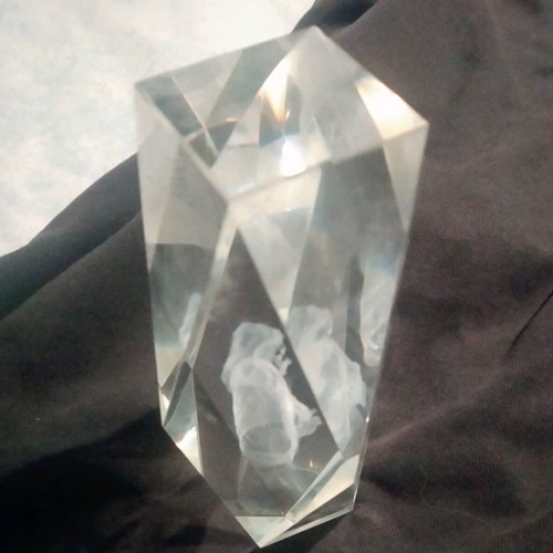 Crystal decorative piece with embedded Christ like new