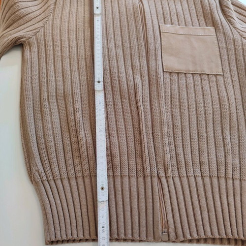 Vintage St. Michael cardigan medium beige acrylic with suede details like new