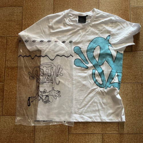 Syna World T-shirt size M new, white and turquoise