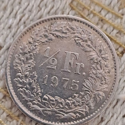 Swiss coin 1/2 franc used, 1975