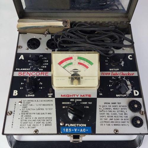 Sencore Mighty Mite TC109 tube tester used with original manual