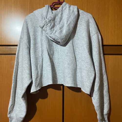 Cropped hoodie gray like new, oversized with hood
