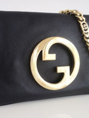 Gucci Blondie τσάντα ώμου από δέρμα σαν καινούργια, μαύρη
