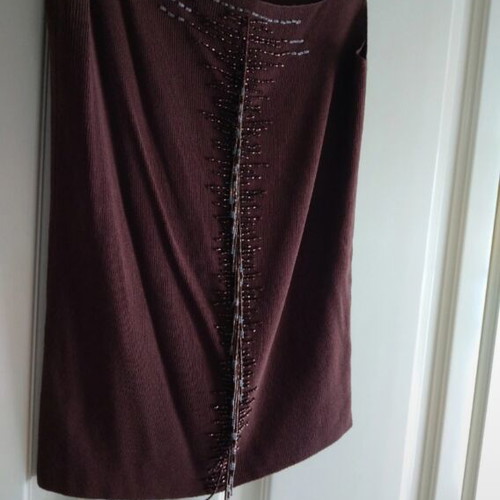 Sleeveless women's top new, brown with sequins and beads