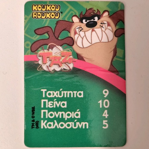 Mini collectible Taz card used from Koukouroukou