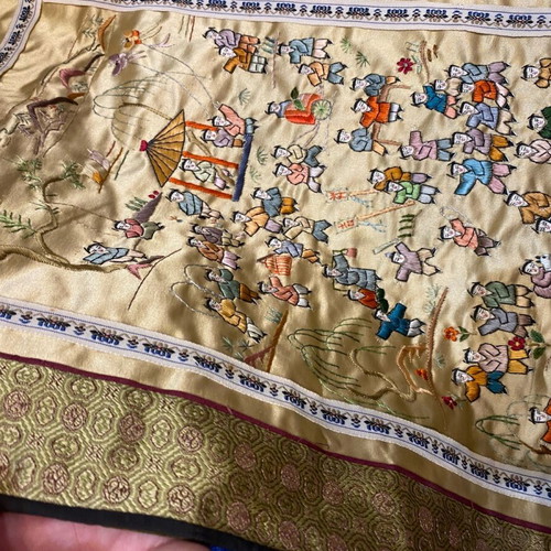Vintage Chinese Silk Embroidery Panel used, 100 Children motif