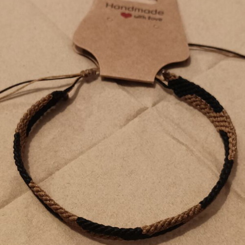 Macrame bracelet new, adjustable, black and brown unisex