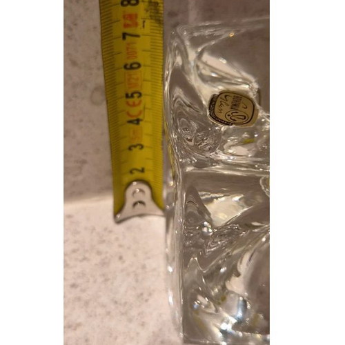 Bohemia Glass Cube Candle Holder, Space Age, Made in Czechoslovakia
