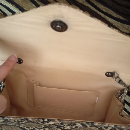 Shoulder bag like new, 25 cm with chain strap, beige and brown