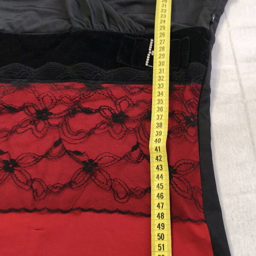 On Line top size S/M black red like new with lace and velvet details