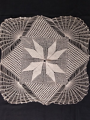 Handmade crochet doily used 38 x 38 cm