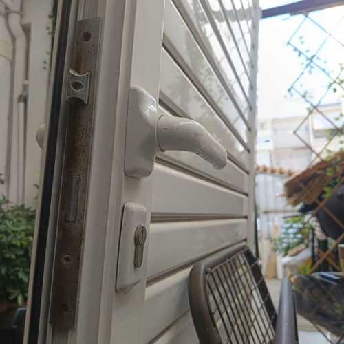 Aluminum door with louvers white used, storage