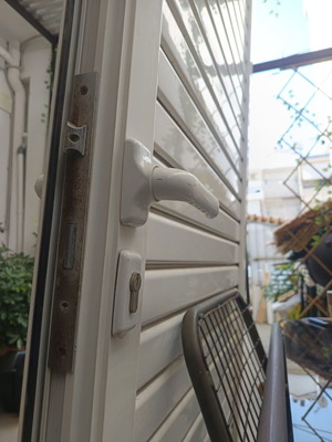 Aluminum door with louvers white used, storage