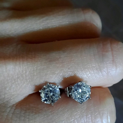 Monopetra earrings new silver color with large round crystal