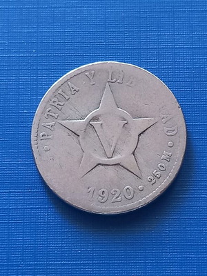 Cuba 5 Centavos 1920 used coin