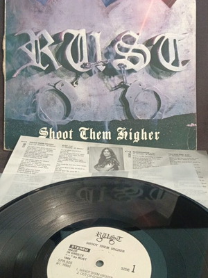 Rust Shoot Them Higher vinyl used, cover wear, signed with insert