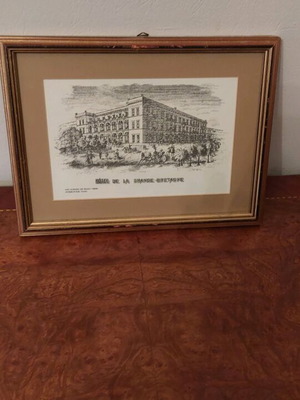 Hotel Grande Bretagne engraving like new, 19th century historic lithograph