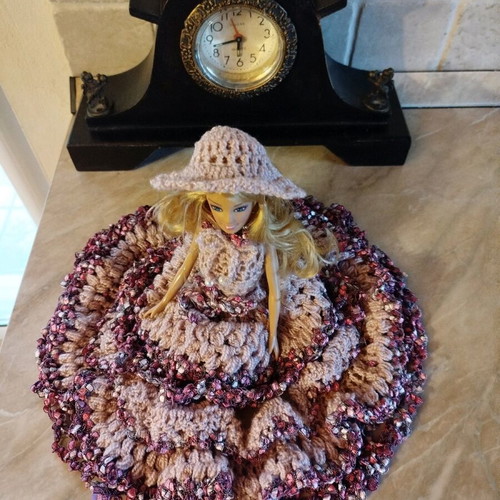 Doll with handmade dress and hat new