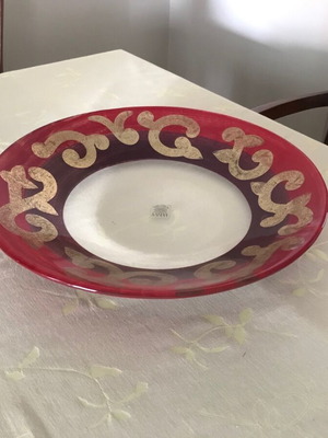 Vintage Kosta Boda Illum decorative glass plate used, hand-painted
