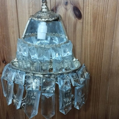 Brass wall lights used, set of 2 with glass, vintage