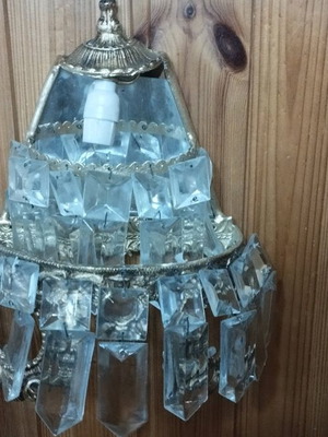 Brass wall lights used, set of 2 with glass, vintage