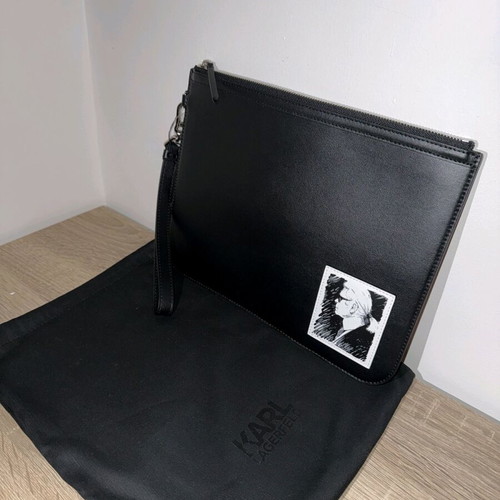 Karl Lagerfeld leather clutch bag new, black