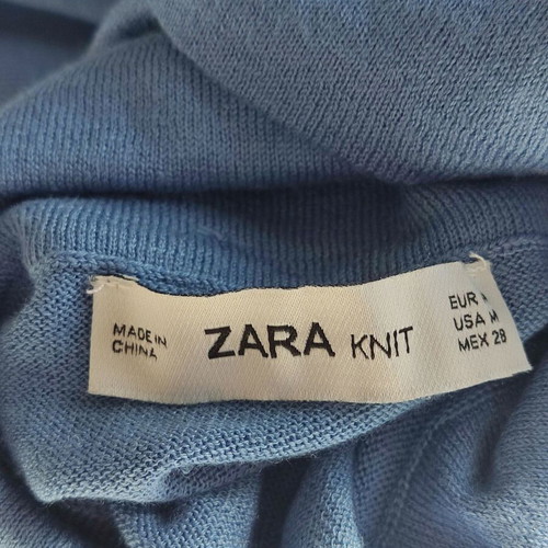 Zara Knit blue wool mix turtleneck sweater like new Medium