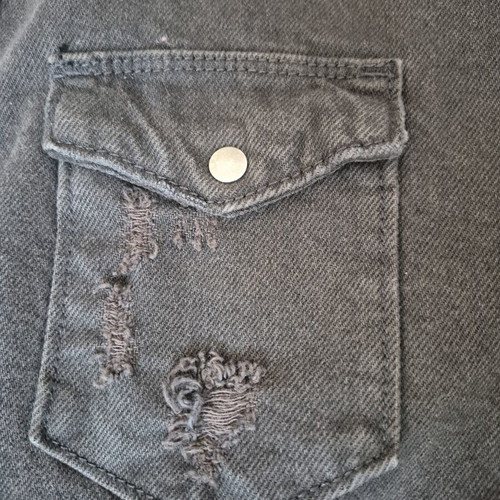 Zara Man Distressed Denim Shirt Relaxed Fit Size S like new