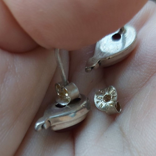 Silver Turkish earrings with carnelian like new, vintage from before 1967