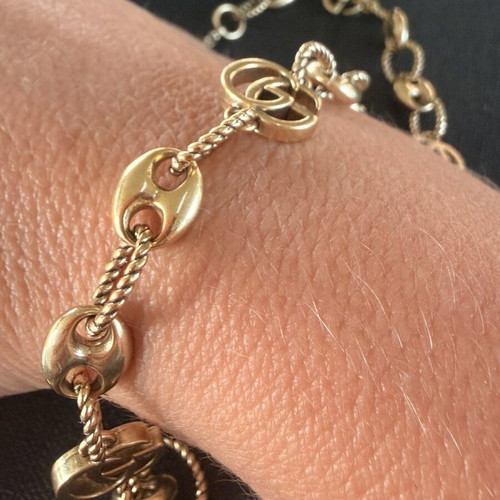 Gucci GG necklace and bracelet set gold tone new