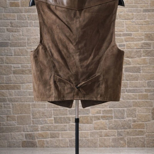 Men's Suede Vest with Leather Details Size XL Like New
