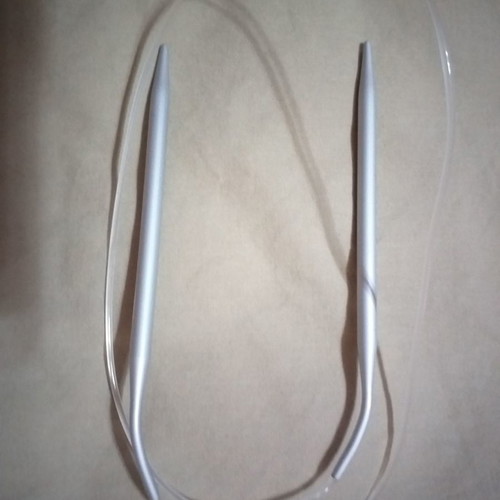 Circular knitting needles used, 4 pairs, sizes 2.5 to 7