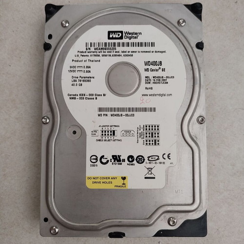 Western Digital WD400JB 40GB 7.2K RPM 8MB Cache IDE 3.5" used